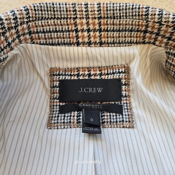 J. Crew Campbell Blazer *SLEEVES ALTERED* Wool Blend Houndstooth jacket - Picture 3 of 14